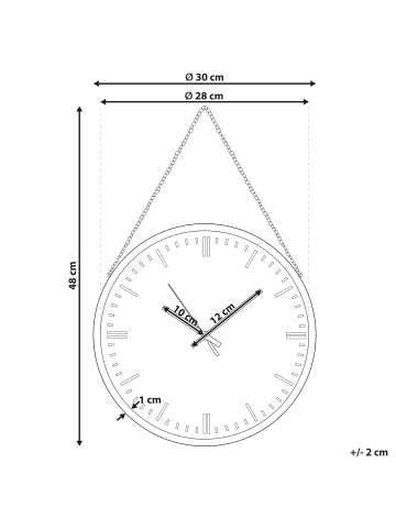 Beliani Wanduhr BEZAS in Schwarz/Kupfer - (W) 30 x (H) 48 x (L) 4 cm