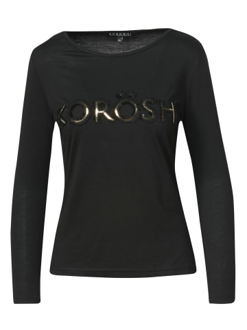 KOROSHI Langarm-T-Shirt in SCHWARZ