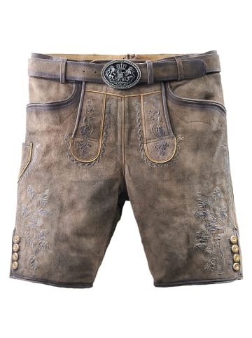 Maddox Country Lederhose Horn in grau