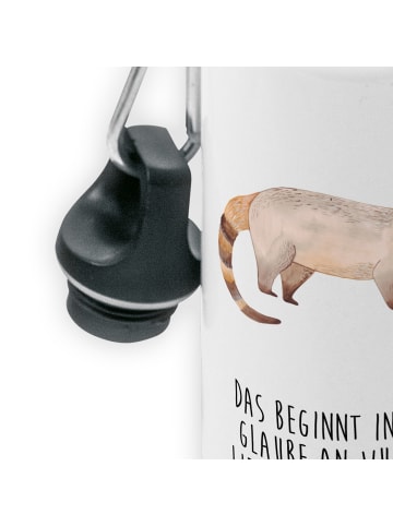 Mr. & Mrs. Panda Wasserflasche Nasenbaer mit Spruch in Weiß