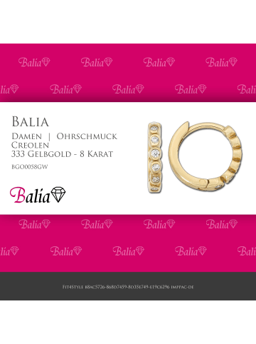 BALIA Gold 333 Damen Creolen 6er Zirkonias Ohrringschmuck ca. 1,2cm