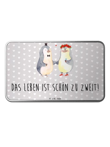 Mr. & Mrs. Panda behälter Pinguin Heirat mit Spruch in Grau Pastell