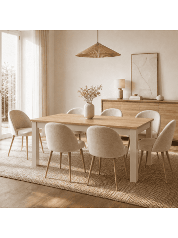 CALICOSY Ausziehbarer LUND in Beige - (W)160  x (H)75  x (L)90 cm