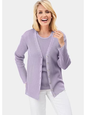 GOLDNER Strickjacke Pflegeleichte Strickjacke in hochwertiger Rippenstruktur in flieder