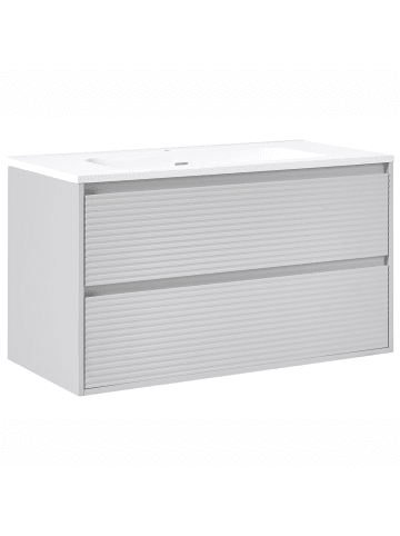 Beliani 2-tlg Badezimmerschrank BAHIA in Grau/Weiß