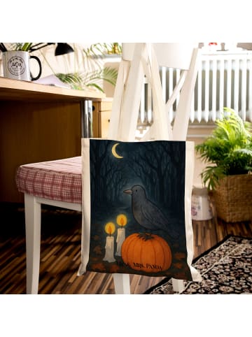 Mr. & Mrs. Panda Tote Bag Krähe Halloween Design ohne Spruch in Weiß