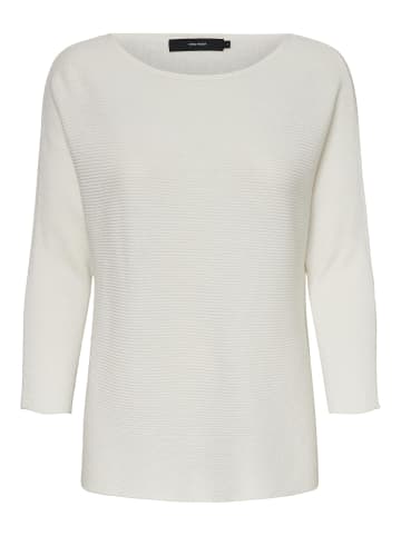 Vero Moda Eleganter 3/4 Arm Rippstrick Pullover VMNORA in Weiß