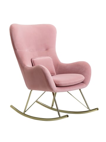 KADIMA DESIGN Samt-Schaukelstuhl mit Wippfunktion, 120 kg Belastbarkeit, 74x101x89 cm in Rosa