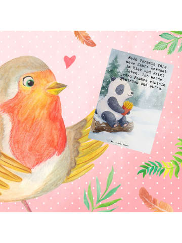Mr. & Mrs. Panda Grußkarte Panda Winter Pommes Design mit Spruch in Weiß