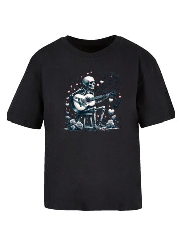 F4NT4STIC Tee Skelett spielt Gitarre, Musik, Liebe in schwarz