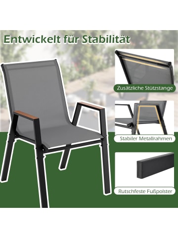 COSTWAY 2er Set Gartenstühle stapelbar in Grau