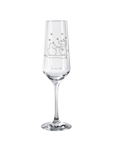 Mr. & Mrs. Panda Sektglas mit Gravur Einhorn Schneemann ohne Spruch in Transparent