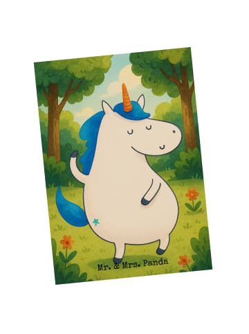 Mr. & Mrs. Panda Postkarte Einhorn Mann Design ohne Spruch in Weiß