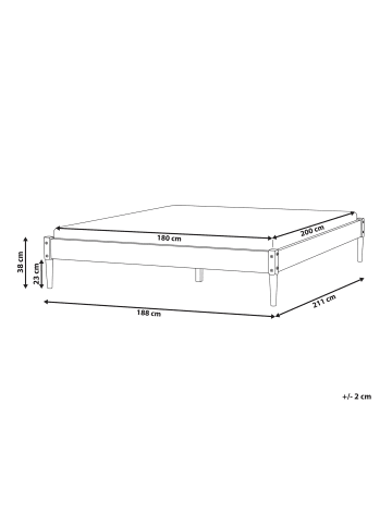 Beliani Doppelbett VEYRAC in Braun - (W) 188 x (H) 38 x (L) 211 cm