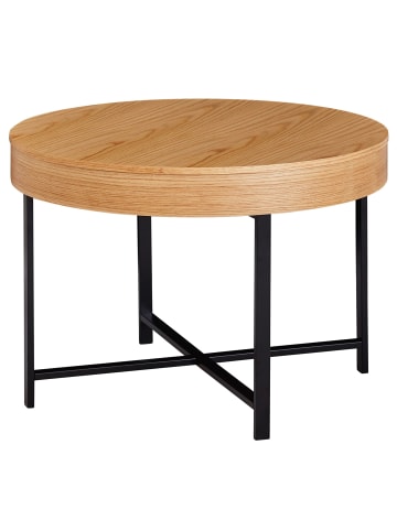 KADIMA DESIGN Couchtisch Holzoptik-Metallbeine, runder Tisch mit Stauraum, moderner Look
