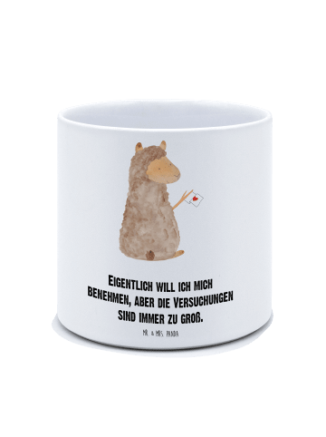 Mr. & Mrs. Panda Blumenkübel Alpaka Fahne mit Spruch in Weiß