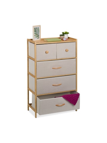relaxdays Kommode in Natur/ Beige - (B)58 x (H)94 x (T)32,5 cm
