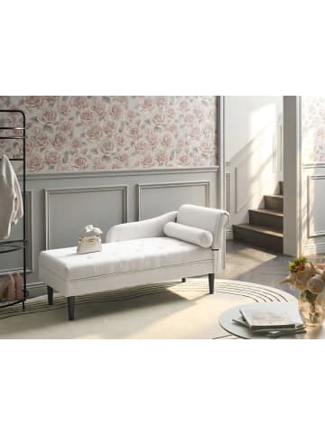 Beliani Chaiselongue YVOIRE in Weiß/Schwarz - (W) 68 x (H) 72 x (L) 151 cm