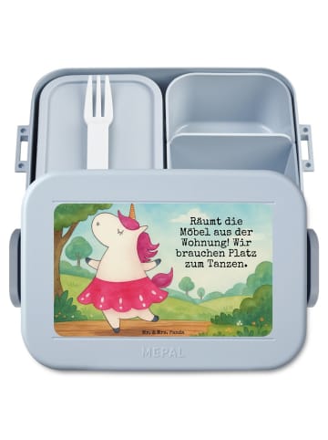 Mr. & Mrs. Panda Bento Box Einhorn Ballerina Design mit Spruch in Blau Pastell
