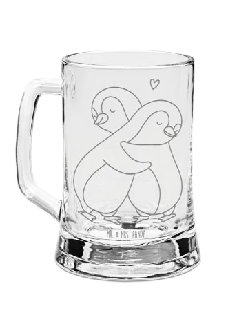 Mr. & Mrs. Panda Gravur Bierkrug Pinguine Kuscheln ohne Spruch in Transparent