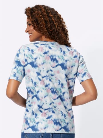 WITT WEIDEN Kurzarmshirt in ecru-jeansblau-bedruckt