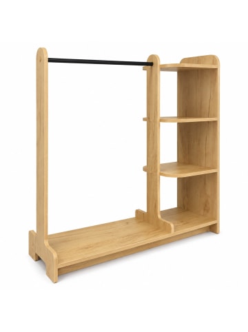VCM Holz Kleiderständer mit Regal & Stange Lempu L in Honig-Eiche
