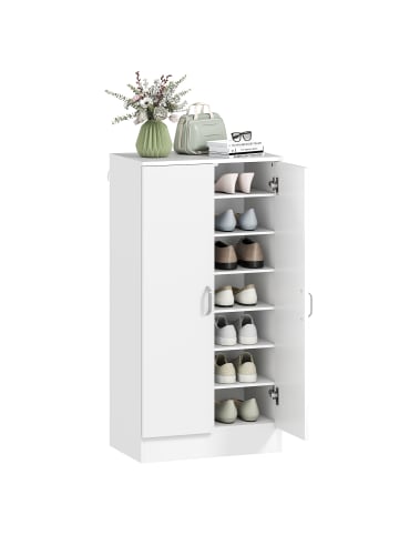 HOMCOM Schuhschrank-55L x 35B x 108H cm-Weiß