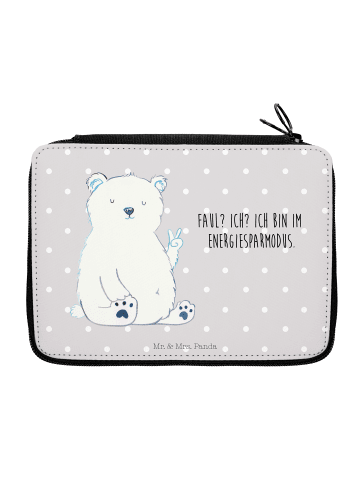Mr. & Mrs. Panda Bleistiftetui Eisbär Faul mit Spruch in Grau Pastell
