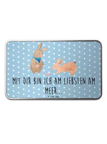 Mr. & Mrs. Panda Metalldose Hasen Muschel mit Spruch in Blau Pastell