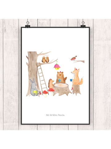Mr. & Mrs. Panda Poster Waldtiere Picknick mit Spruch in Weiß
