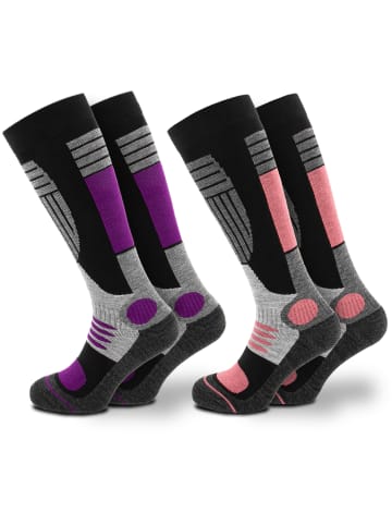 Occulto 2er Pack Skisocken Maria in Lila2-Pink2
