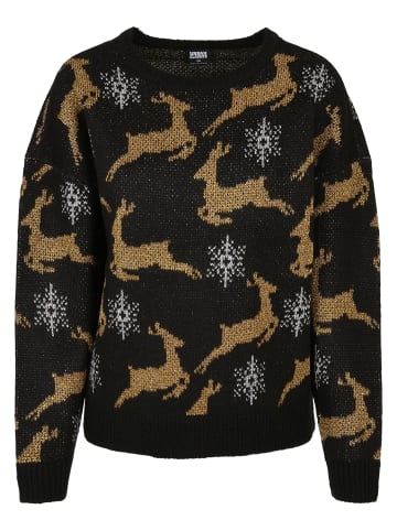 Urban Classics Urban Classics Damen Ladies Oversized Christmas Sweater in black/gold