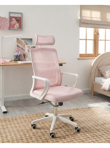 Beliani Bürostuhl MONARCH in Rosa/Weiß - (W) 46 x (H) 110 x (L) 62 cm