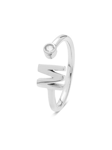 Luxenter Ring aus 925er Sterlingsilber mit Zirkonia, rhodiniert – Alphabet