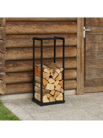 relaxdays Kaminholzregal in Schwarz - (B)37 x (H)95 x (T)30 cm