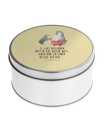 Mr. & Mrs. Panda Aufbewahrungsbox Pinguin mit Kind mit Spruch in Gelb Pastell