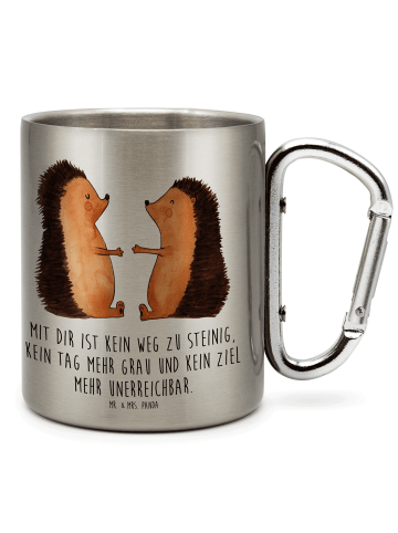 Mr. & Mrs. Panda Becher Igel Liebe mit Spruch in Silber
