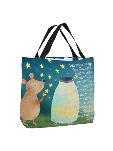 Mr. & Mrs. Panda Shopper Maus Sterne Design mit Spruch in Weiß