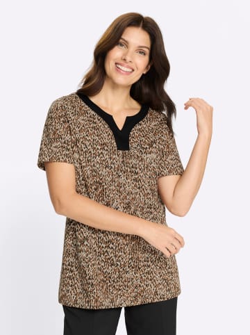 Sieh an! Longshirt in cognac-schwarz-bedruckt