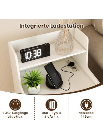 COSTWAY Nachttisch LED 45 x 35 x 72,5 cm in Weiß
