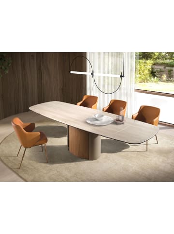 Angel Cerdá Ausziehbarer Esstisch 1162 in Sand/Walnuss – (B)180 x (T)100 x (H)76 cm