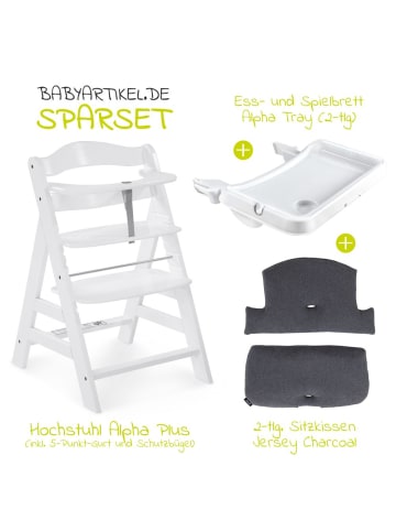 Hauck 3-tlg. Alpha Plus Sparset - Hochstuhl in grau,weiss
