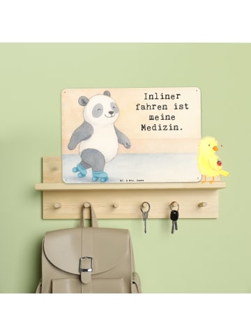 Mr. & Mrs. Panda Retro Blechschild Panda Inliner fahren Design m... in Weiß