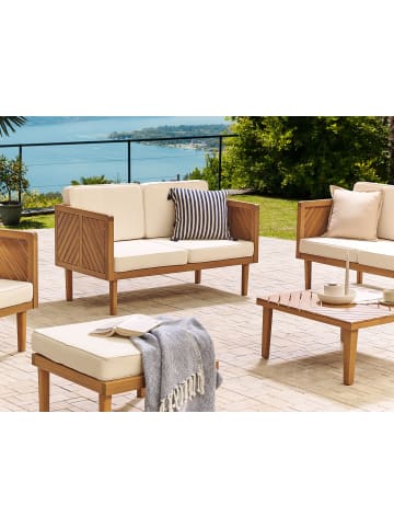 Beliani Gartensofa BARATTI in Braun/Beige - (W) 122 x (H) 76 x (L) 65 cm