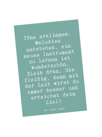 Mr. & Mrs. Panda Postkarte Spruch Ein neues Musikinstrument lern... in Meeresbrise