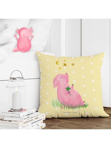 Mr. & Mrs. Panda Deko Kissen Schwein Glück ohne Spruch in Gelb Pastell