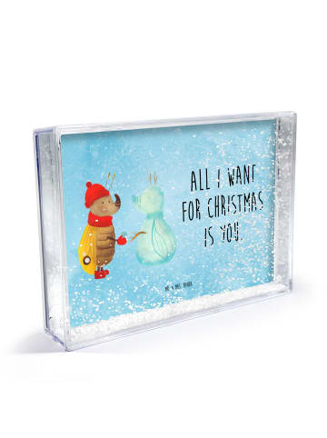 Mr. & Mrs. Panda Bilderrahmen Nachtfalter Schneemann mit Spruch in Eisblau