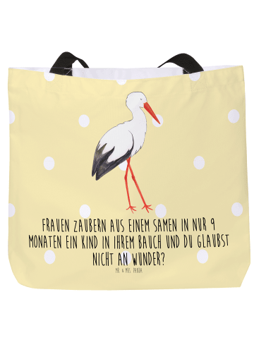 Mr. & Mrs. Panda Shopper Storch mit Spruch in Gelb Pastell