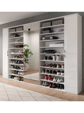 Inn.Furn Schuhregal weiß 80 x 193 cm, Flurregal mit variabler Inneneinteilung