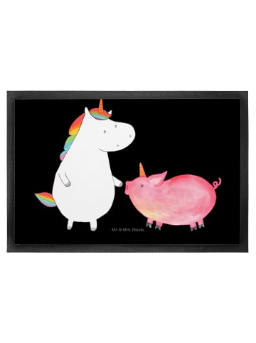 Mr. & Mrs. Panda Filzmatte Einhorn Schwein ohne Spruch in Schwarz